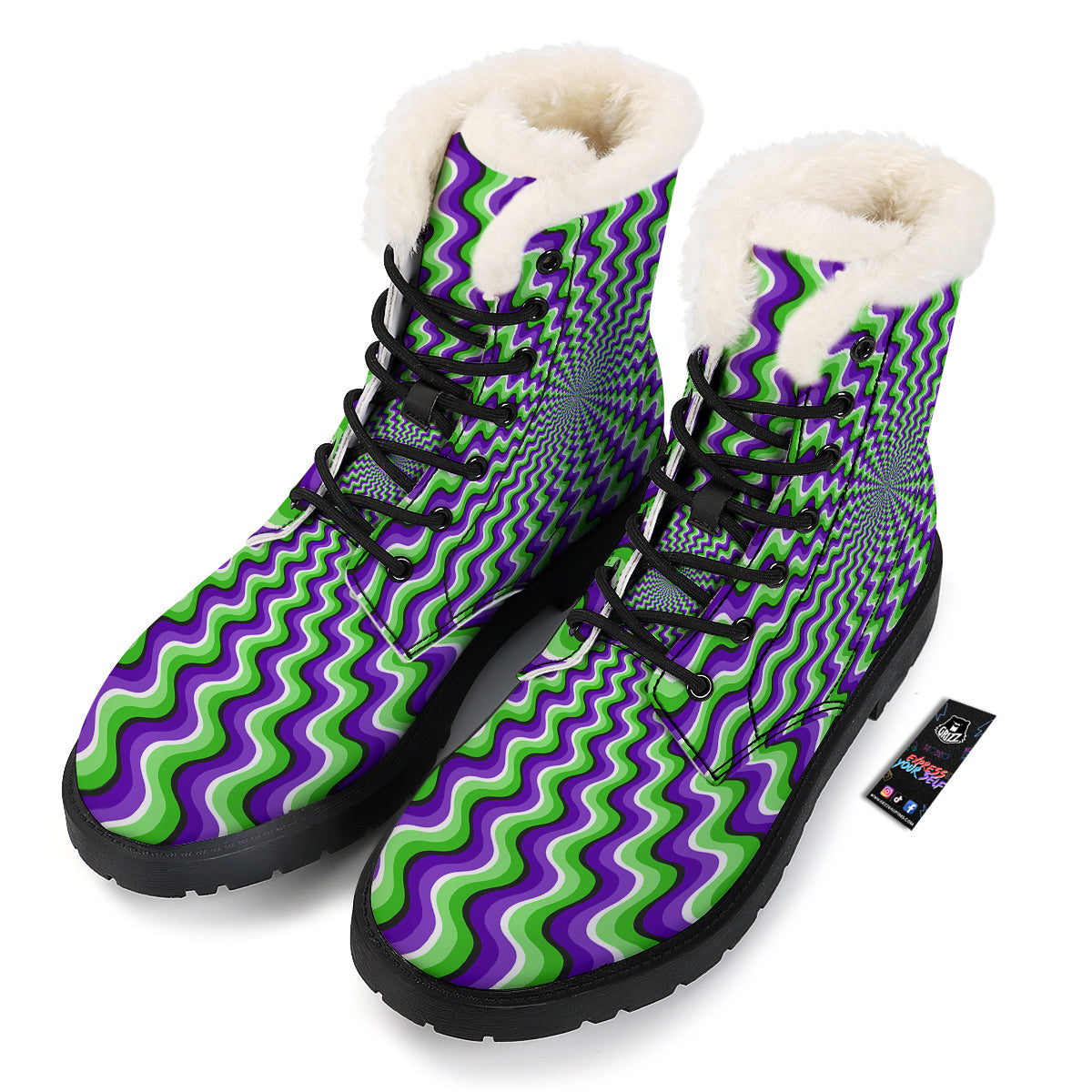 Moving Optical Illusion Colorful Dizzy Winter Boots-grizzshop