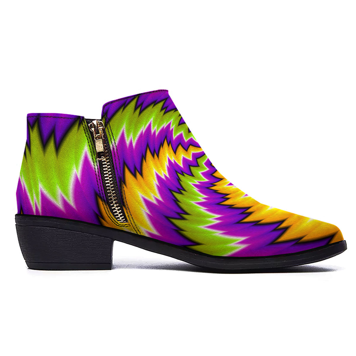 Moving Optical Illusion Dizzy Vortex Ankle Boots-grizzshop