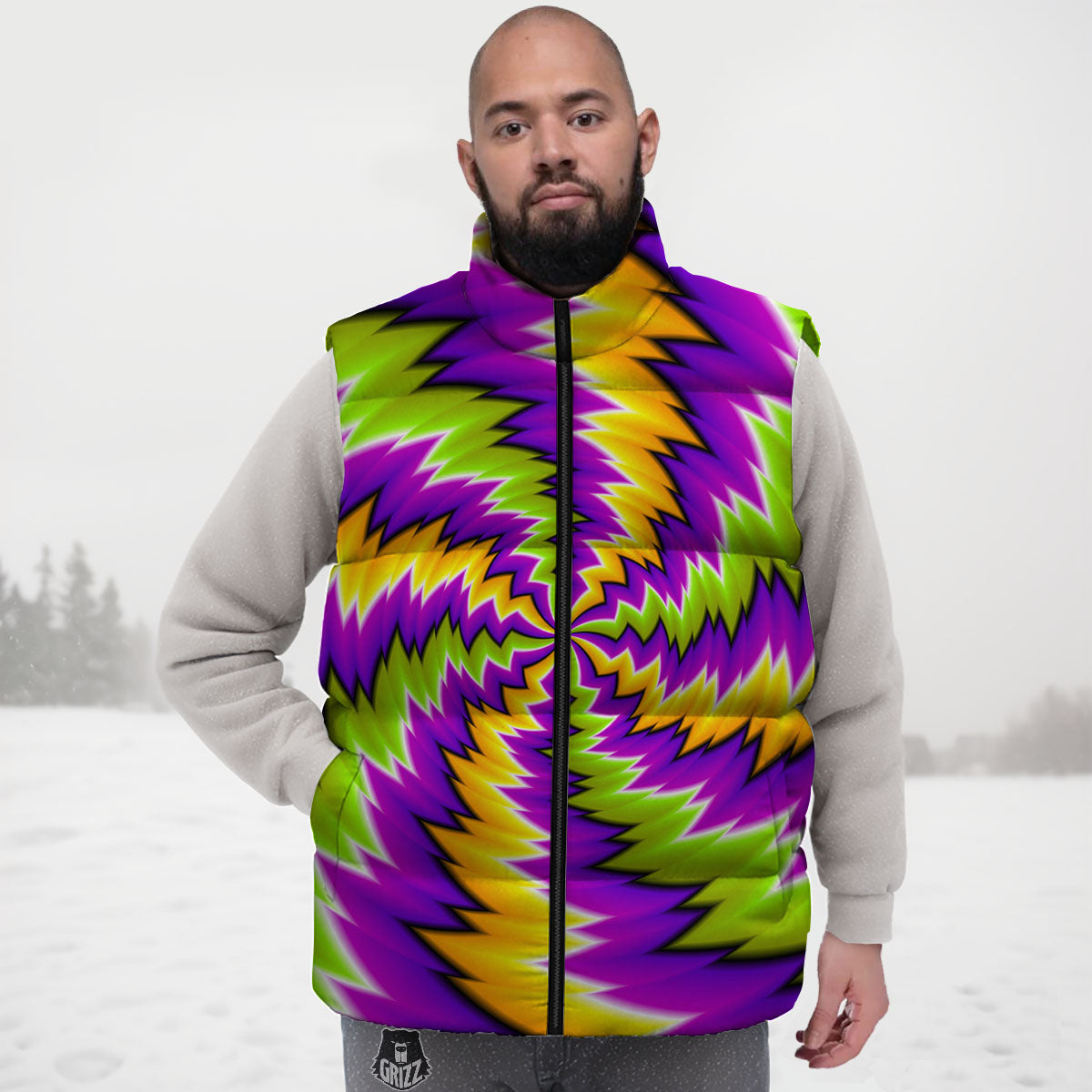 Moving Optical Illusion Dizzy Vortex Down Vest