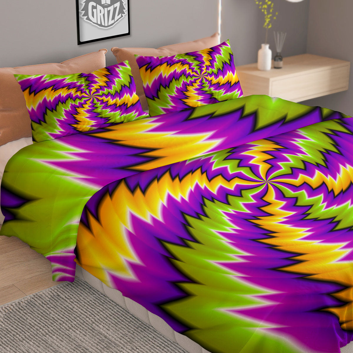 Moving Optical Illusion Dizzy Vortex Duvet Cover Bedding Set