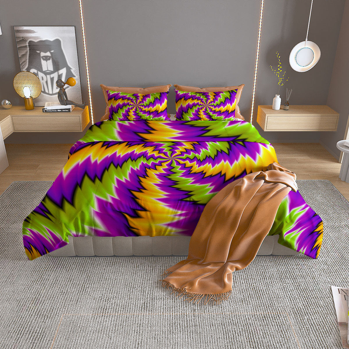 Moving Optical Illusion Dizzy Vortex Duvet Cover Bedding Set