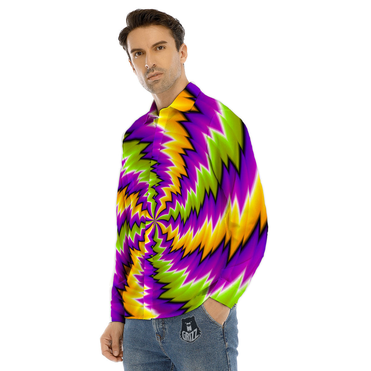 Moving Optical Illusion Dizzy Vortex Men's Dress Shirts-grizzshop