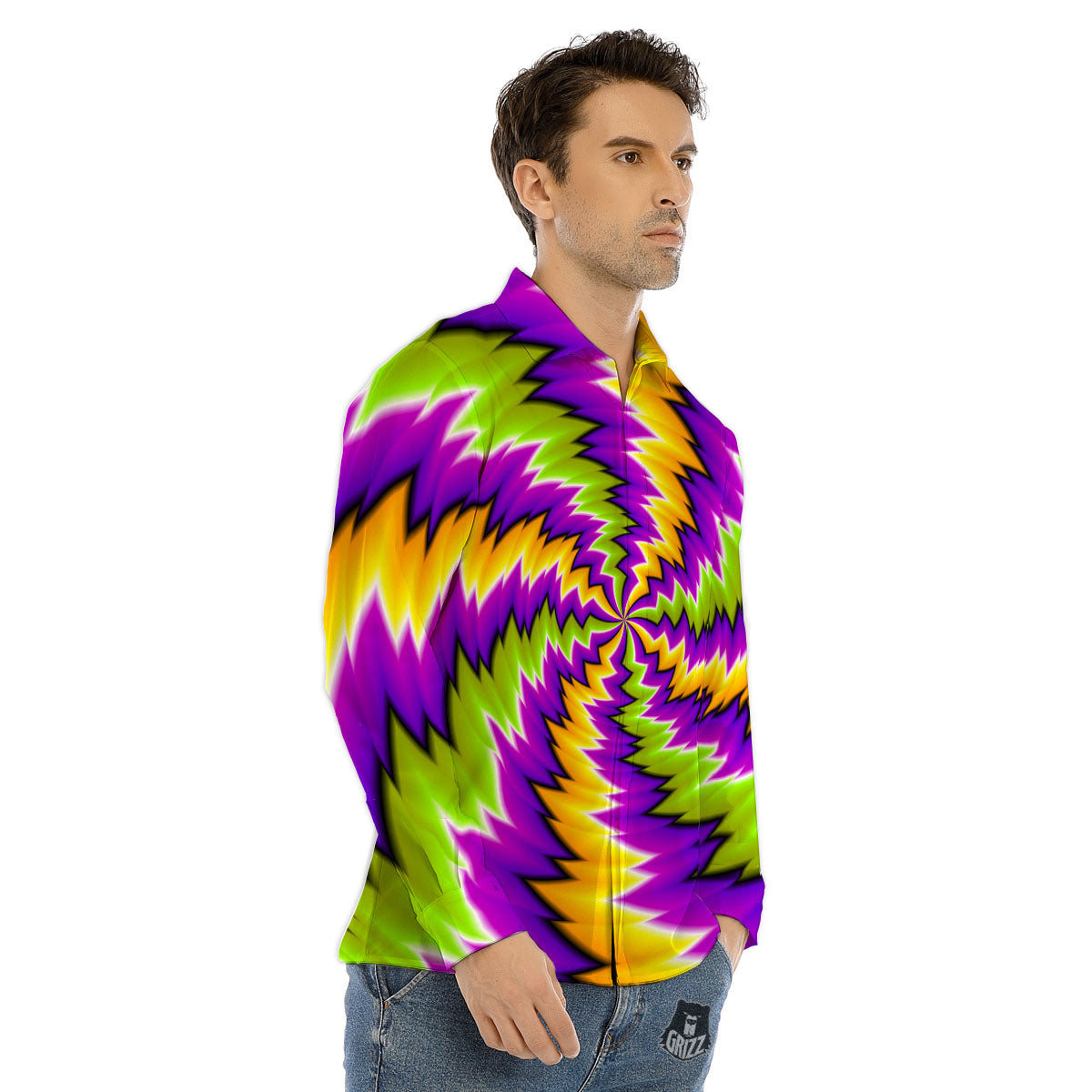 Moving Optical Illusion Dizzy Vortex Men's Dress Shirts-grizzshop