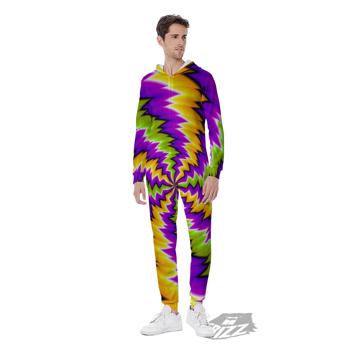Moving Optical Illusion Dizzy Vortex Men's Jumpsuit-grizzshop