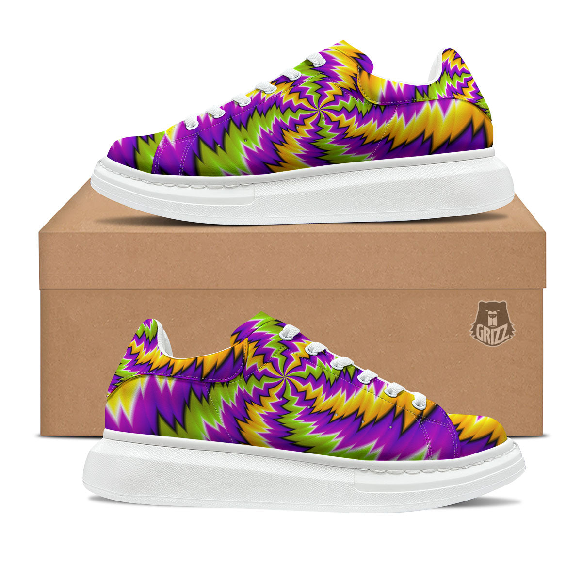 Moving Optical Illusion Dizzy Vortex Platform Shoes-grizzshop