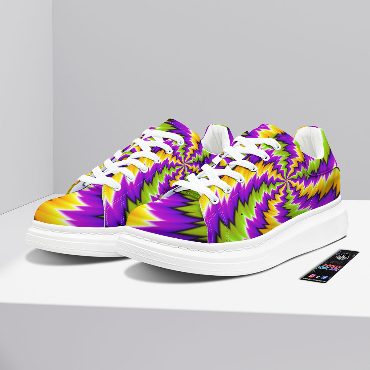 Moving Optical Illusion Dizzy Vortex Platform Shoes-grizzshop