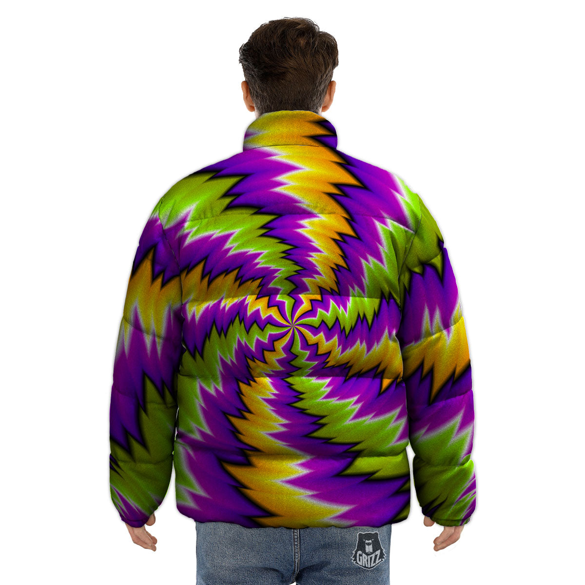 Moving Optical Illusion Dizzy Vortex Puffer Jacket-grizzshop