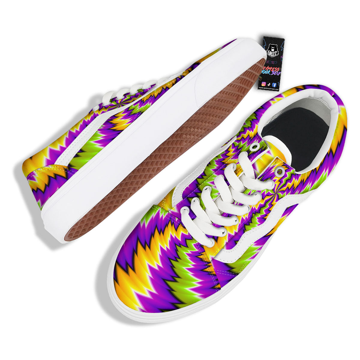 Moving Optical Illusion Dizzy Vortex Skate Shoes-grizzshop
