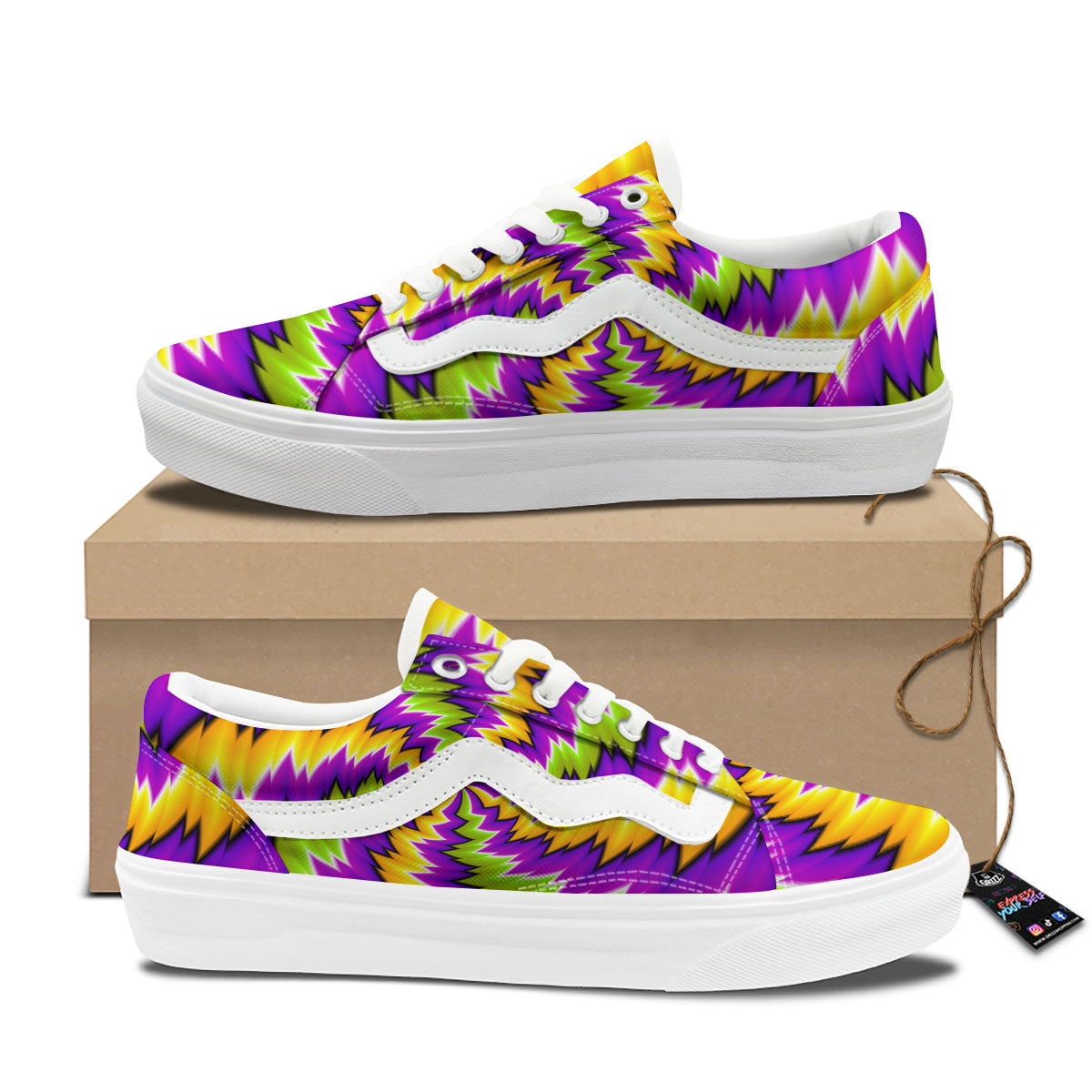 Moving Optical Illusion Dizzy Vortex Skate Shoes-grizzshop