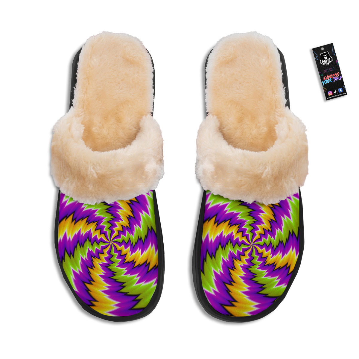 Moving Optical Illusion Dizzy Vortex Slippers-grizzshop