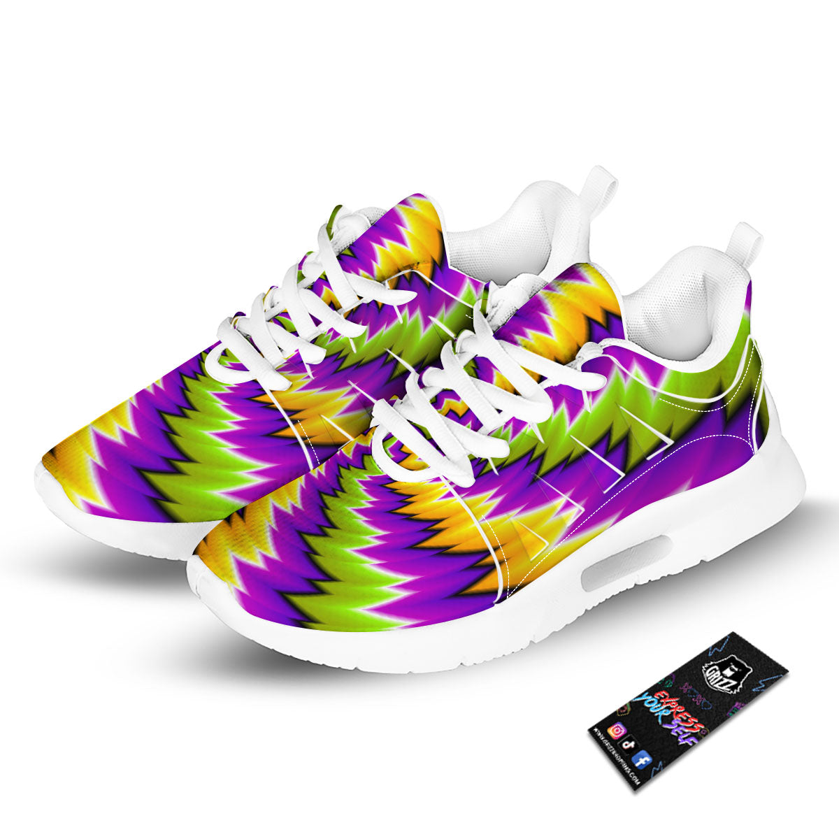 Moving Optical Illusion Dizzy Vortex Tennis Shoes-grizzshop