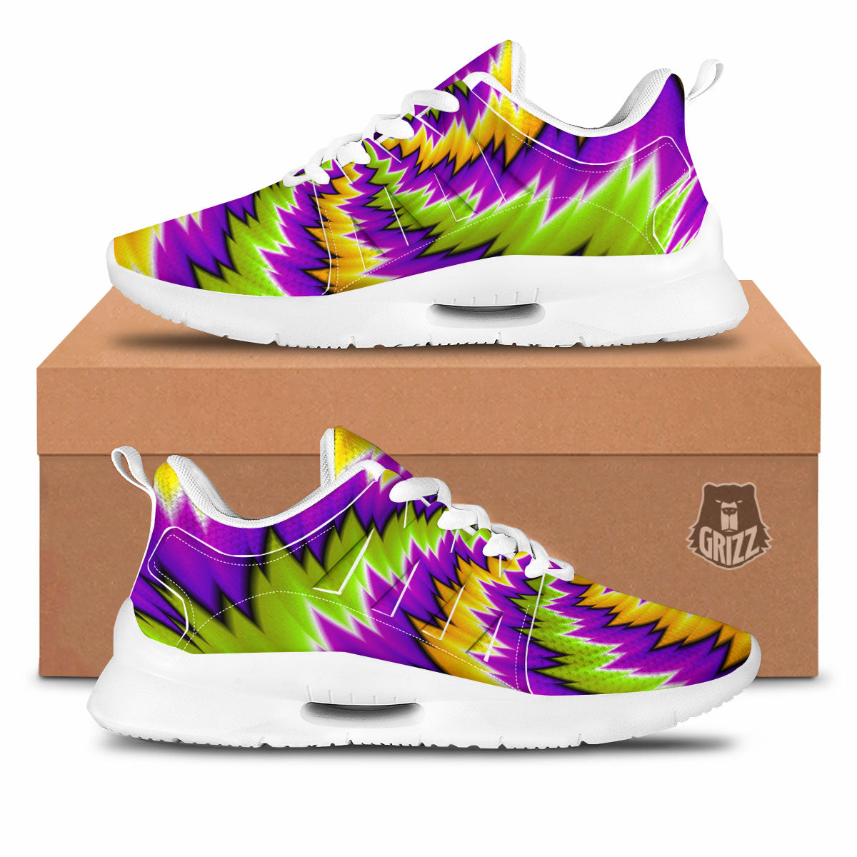 Moving Optical Illusion Dizzy Vortex Tennis Shoes-grizzshop