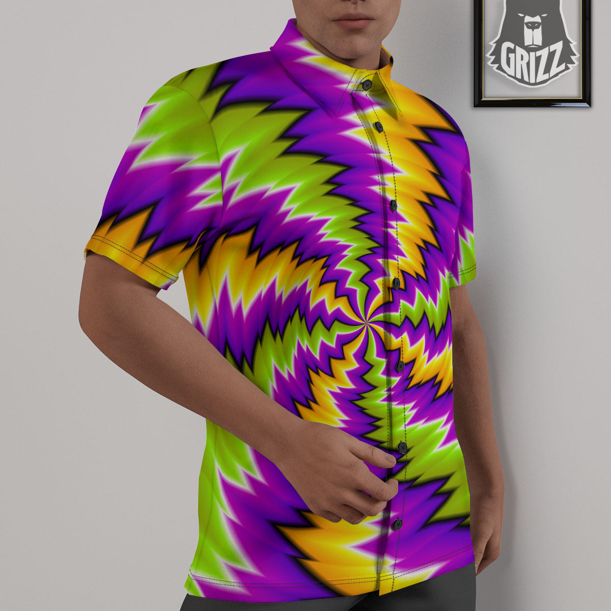 Moving Optical Illusion Dizzy Vortex Untucked Shirts-grizzshop