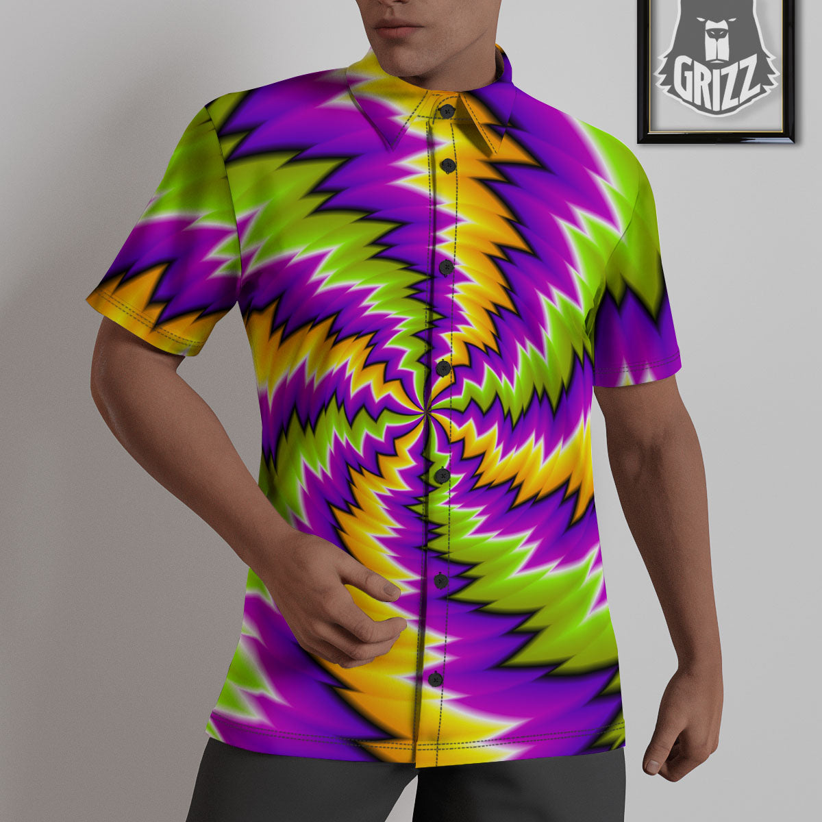Moving Optical Illusion Dizzy Vortex Untucked Shirts-grizzshop