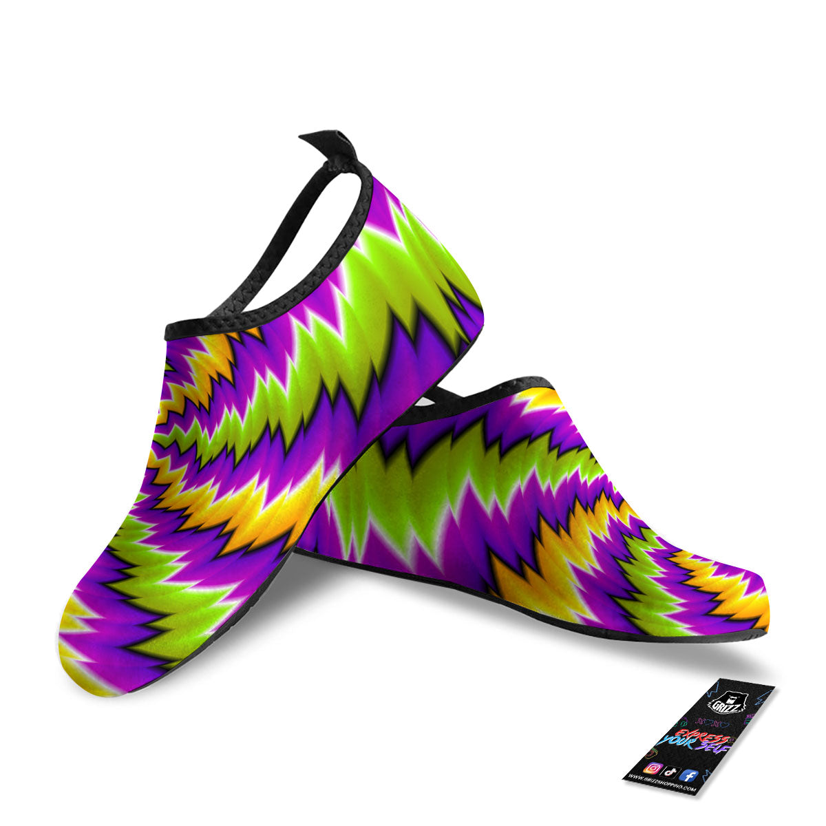Moving Optical Illusion Dizzy Vortex Water Shoes-grizzshop
