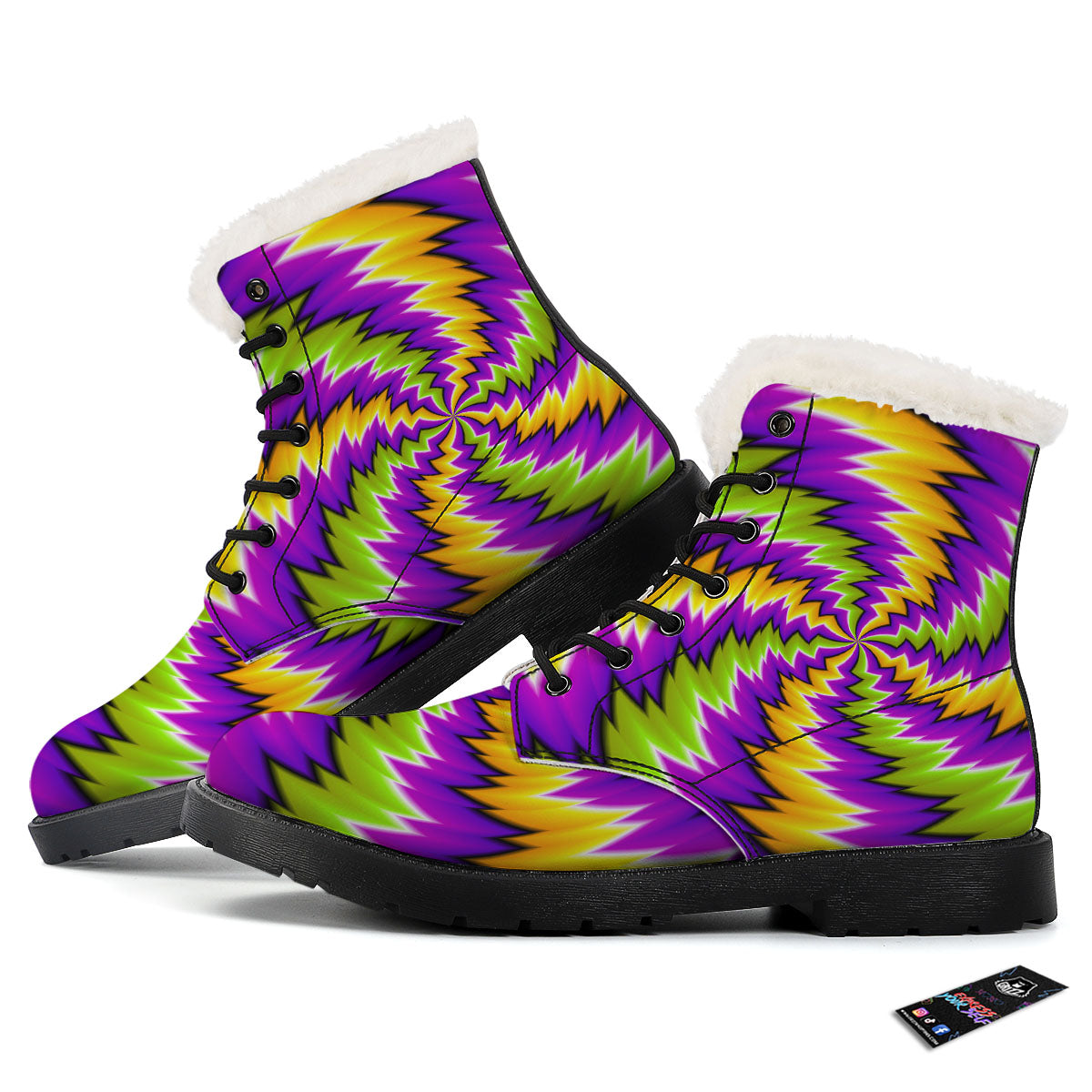 Moving Optical Illusion Dizzy Vortex Winter Boots-grizzshop