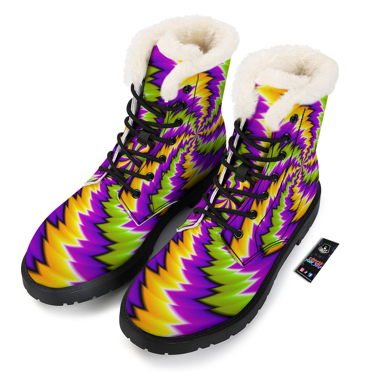 Moving Optical Illusion Dizzy Vortex Winter Boots-grizzshop