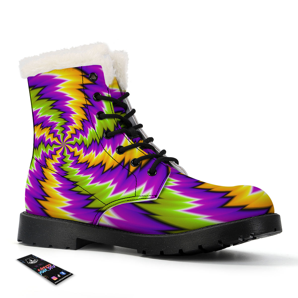 Moving Optical Illusion Dizzy Vortex Winter Boots-grizzshop
