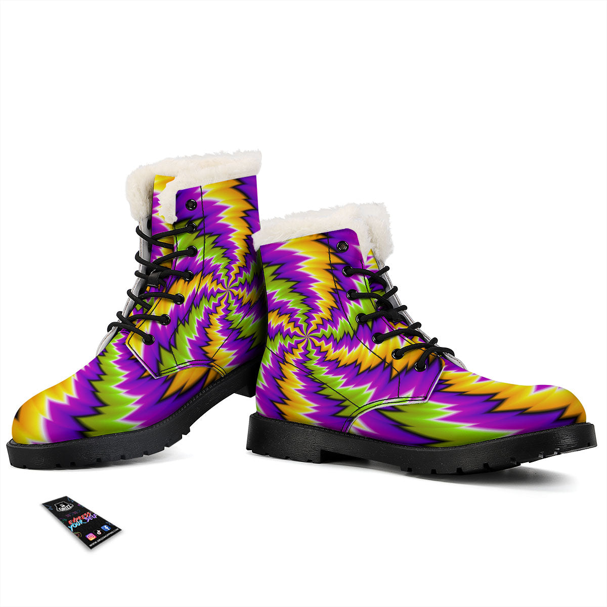 Moving Optical Illusion Dizzy Vortex Winter Boots-grizzshop