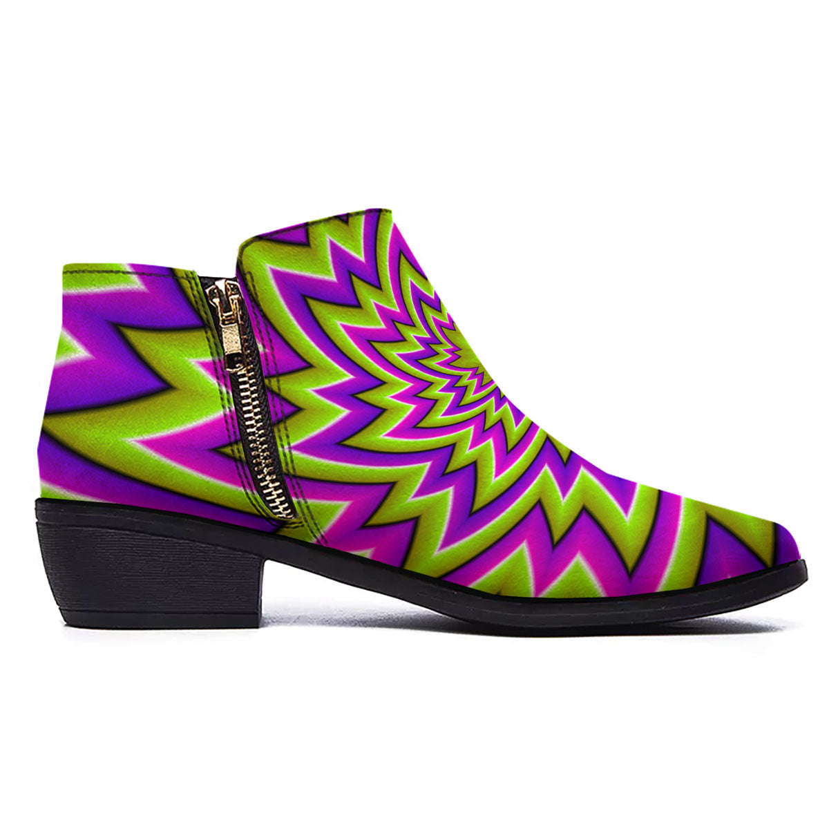 Moving Optical Illusion Green Big Bang Ankle Boots-grizzshop