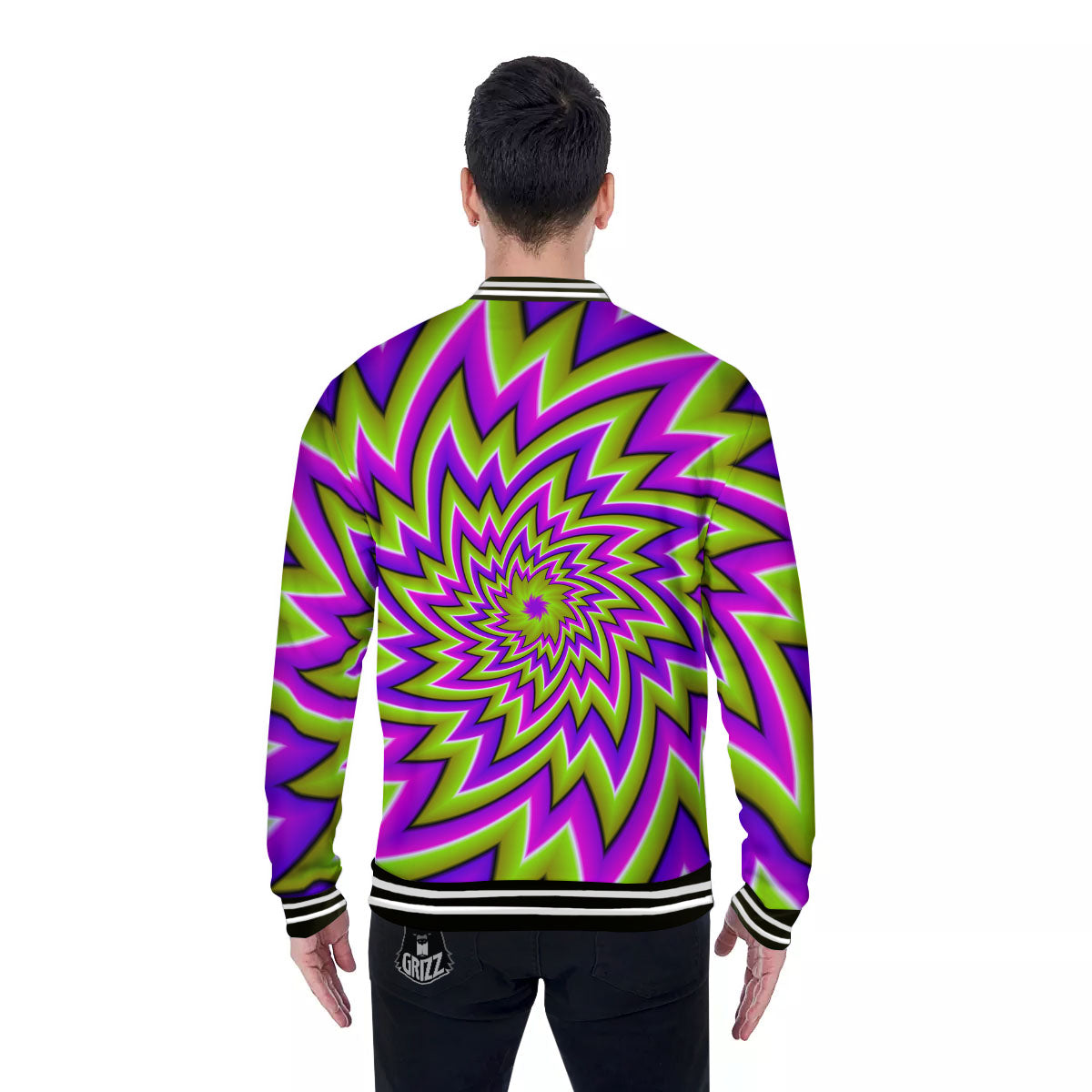 Moving Optical Illusion Green Big Bang Baseball Jacket-grizzshop