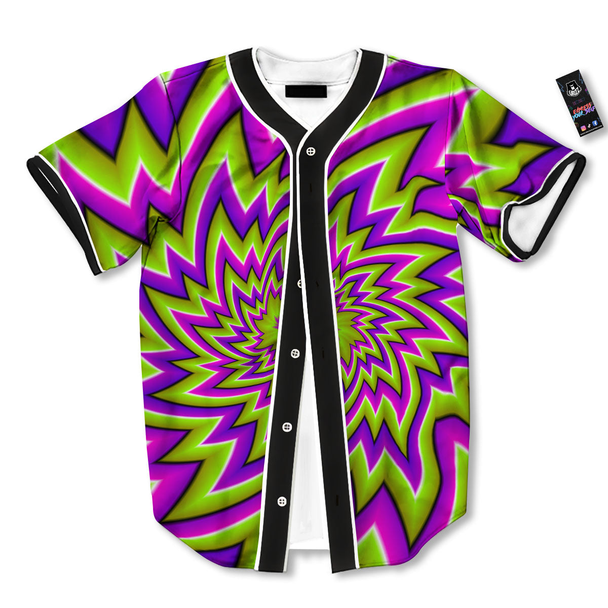 Moving Optical Illusion Green Big Bang Baseball Jersey-grizzshop