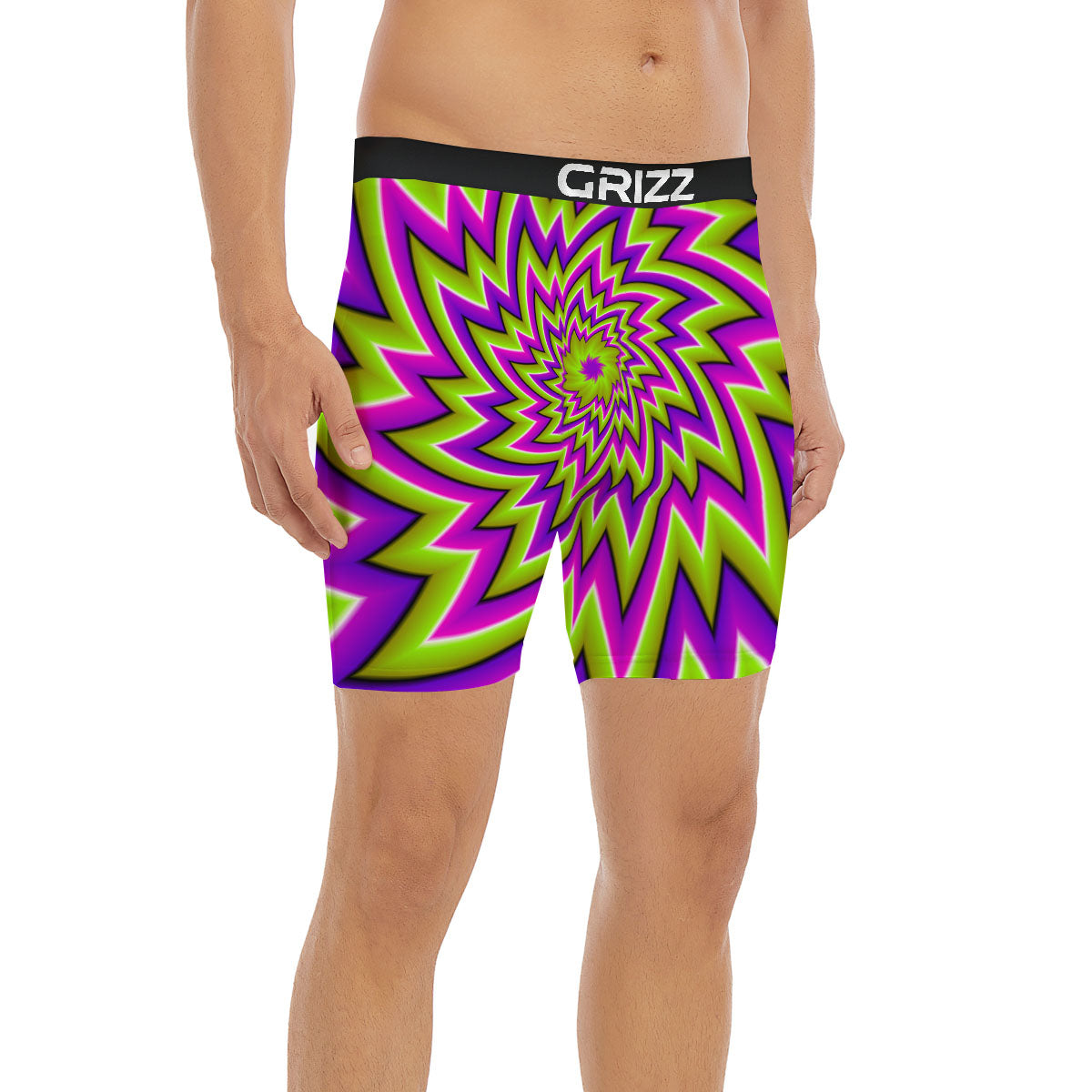 Moving Optical Illusion Green Big Bang Boxer Briefs-grizzshop