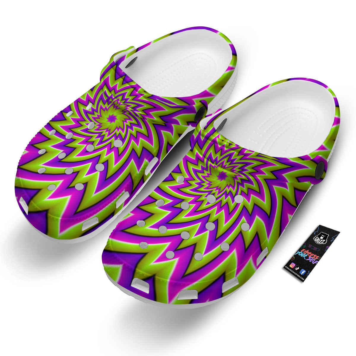 Moving Optical Illusion Green Big Bang Clog-grizzshop