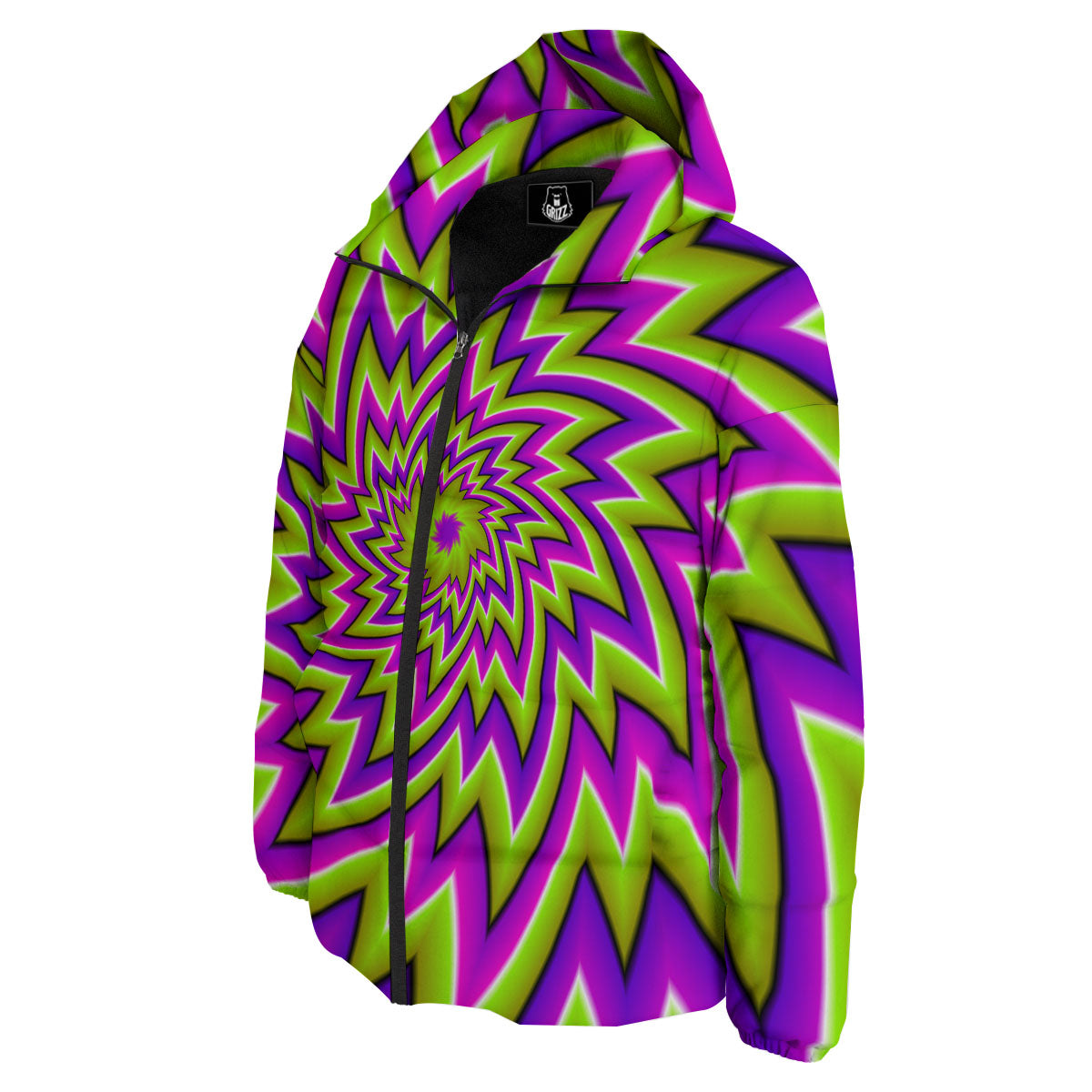 Moving Optical Illusion Green Big Bang Down Jacket-grizzshop