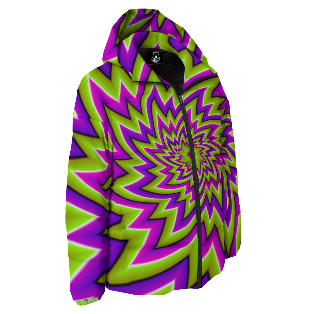 Moving Optical Illusion Green Big Bang Down Jacket-grizzshop