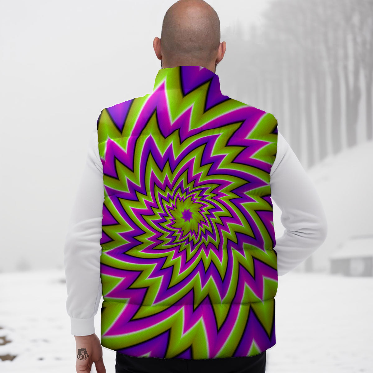 Moving Optical Illusion Green Big Bang Down Vest
