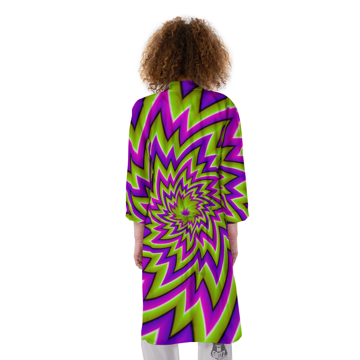 Moving Optical Illusion Green Big Bang Kimono-grizzshop