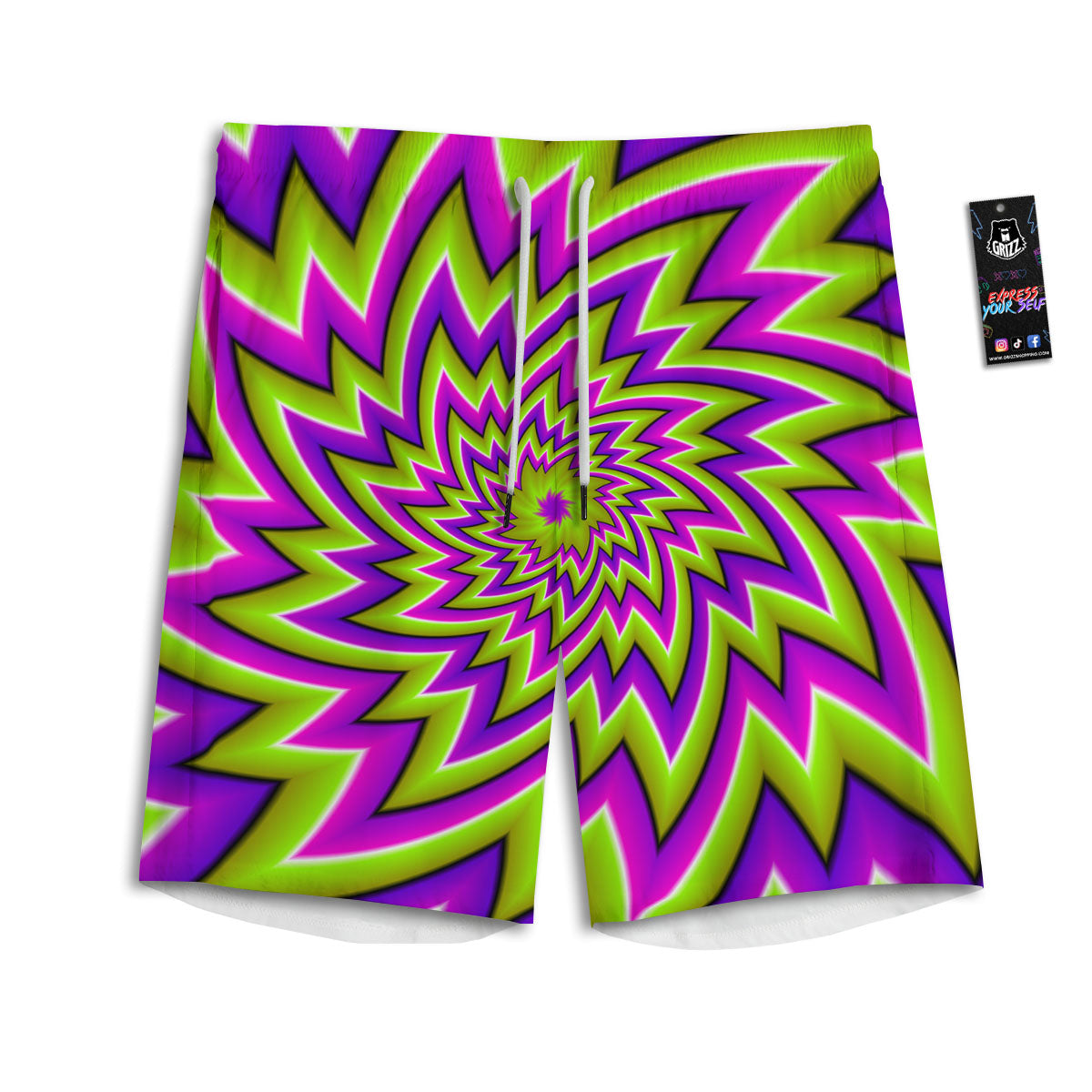 Peace Sign Hippie Flower Print Men's Athletic Shorts