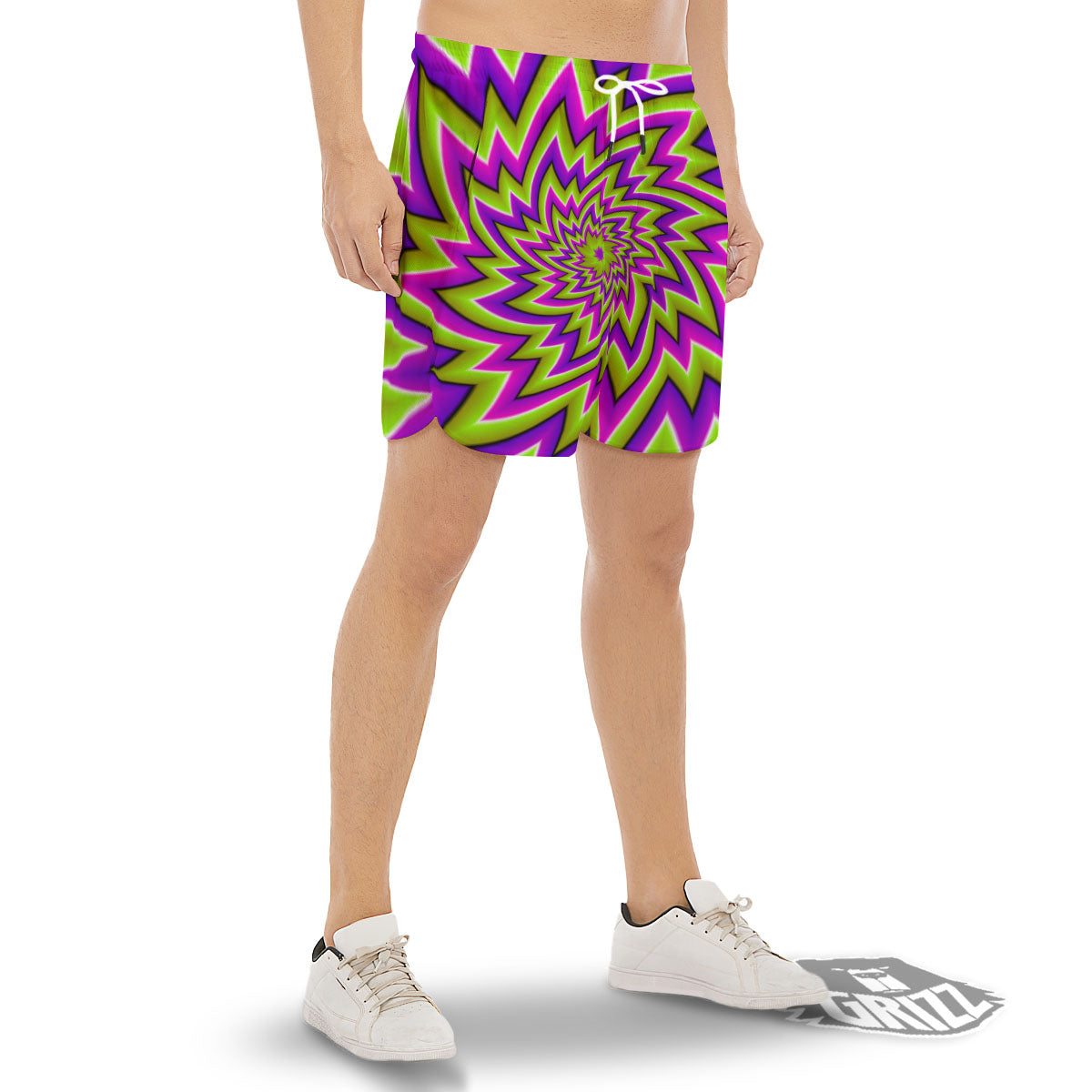 Moving Optical Illusion Green Big Bang Men's Gym Shorts-grizzshop