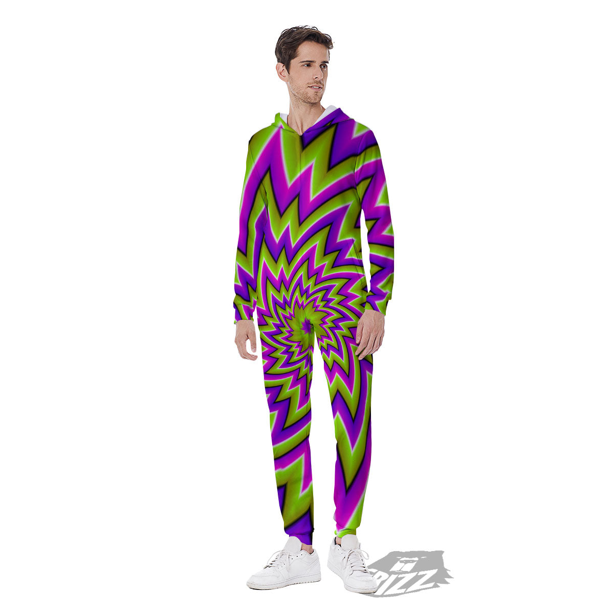 Moving Optical Illusion Green Big Bang Men's Jumpsuit-grizzshop