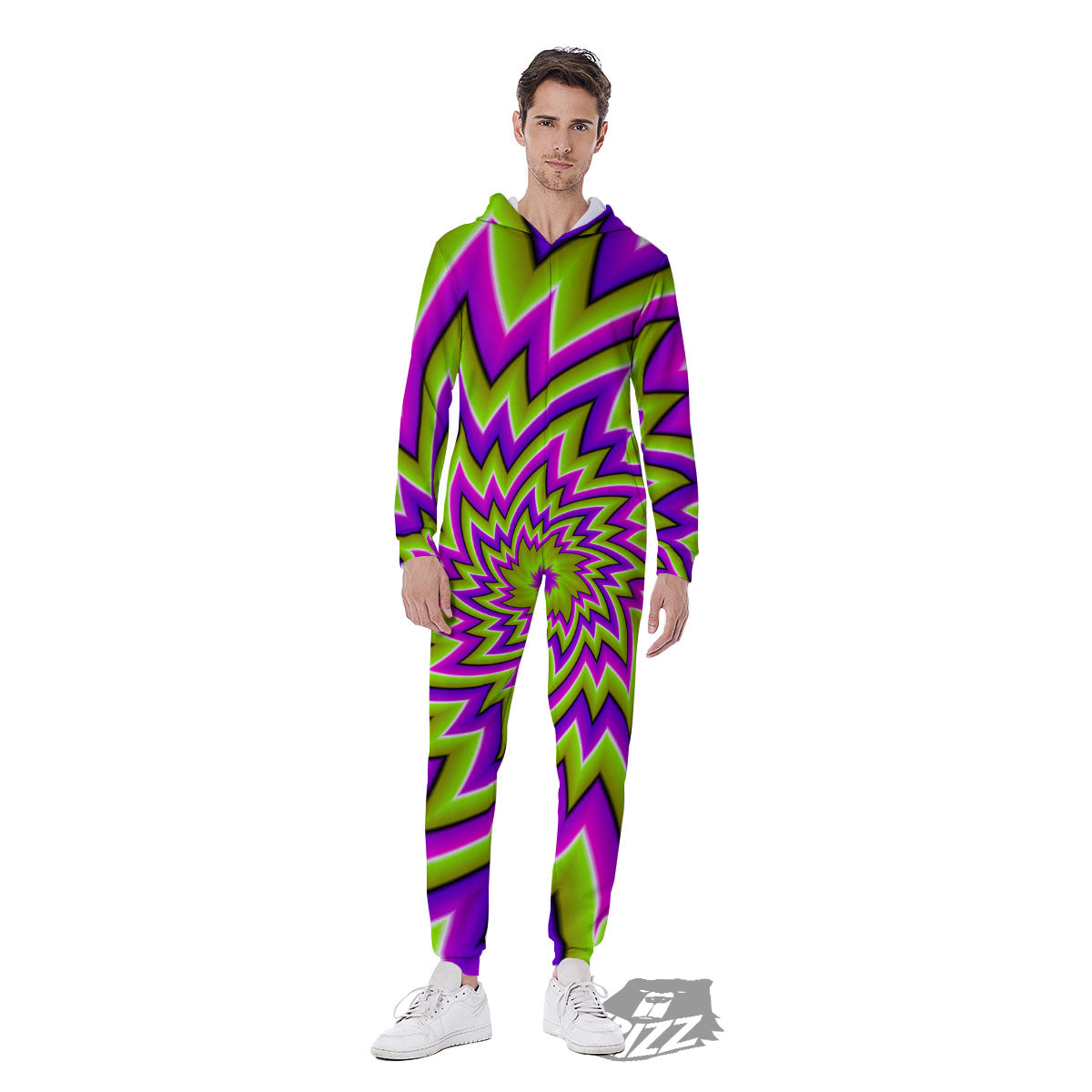 Moving Optical Illusion Green Big Bang Men's Jumpsuit-grizzshop