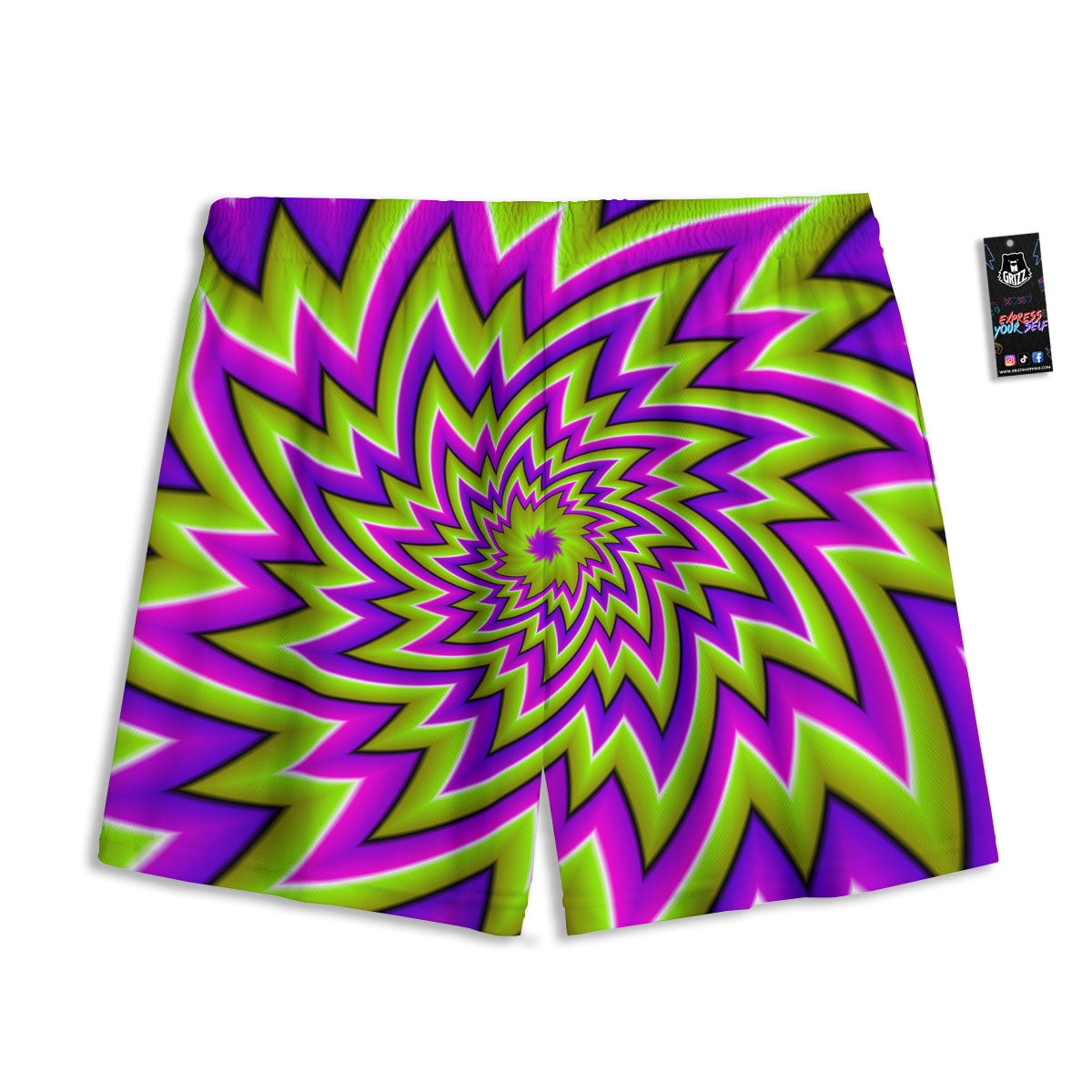 Moving Optical Illusion Green Big Bang Mesh Shorts