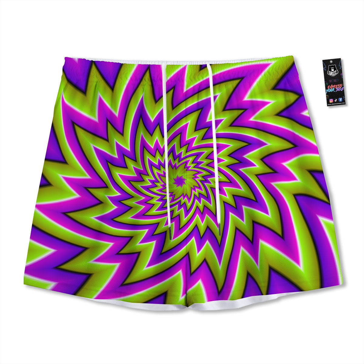 Moving Optical Illusion Green Big Bang Mesh Shorts