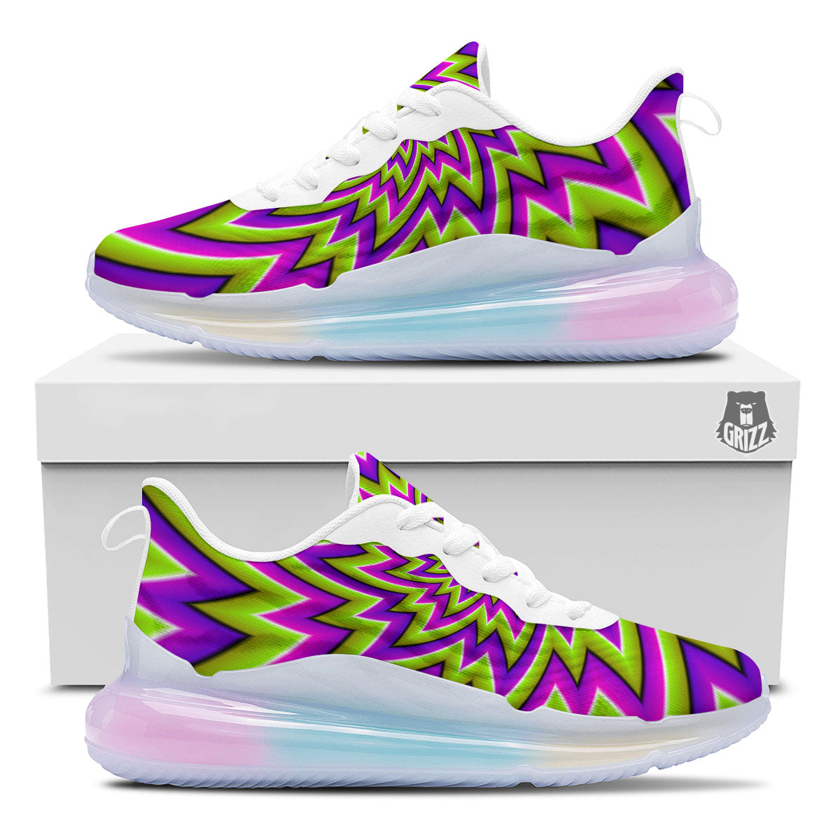 Moving Optical Illusion Green Big Bang Running Sneakers-grizzshop