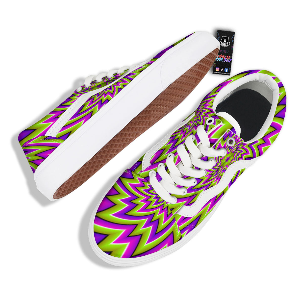 Moving Optical Illusion Green Big Bang Skate Shoes-grizzshop