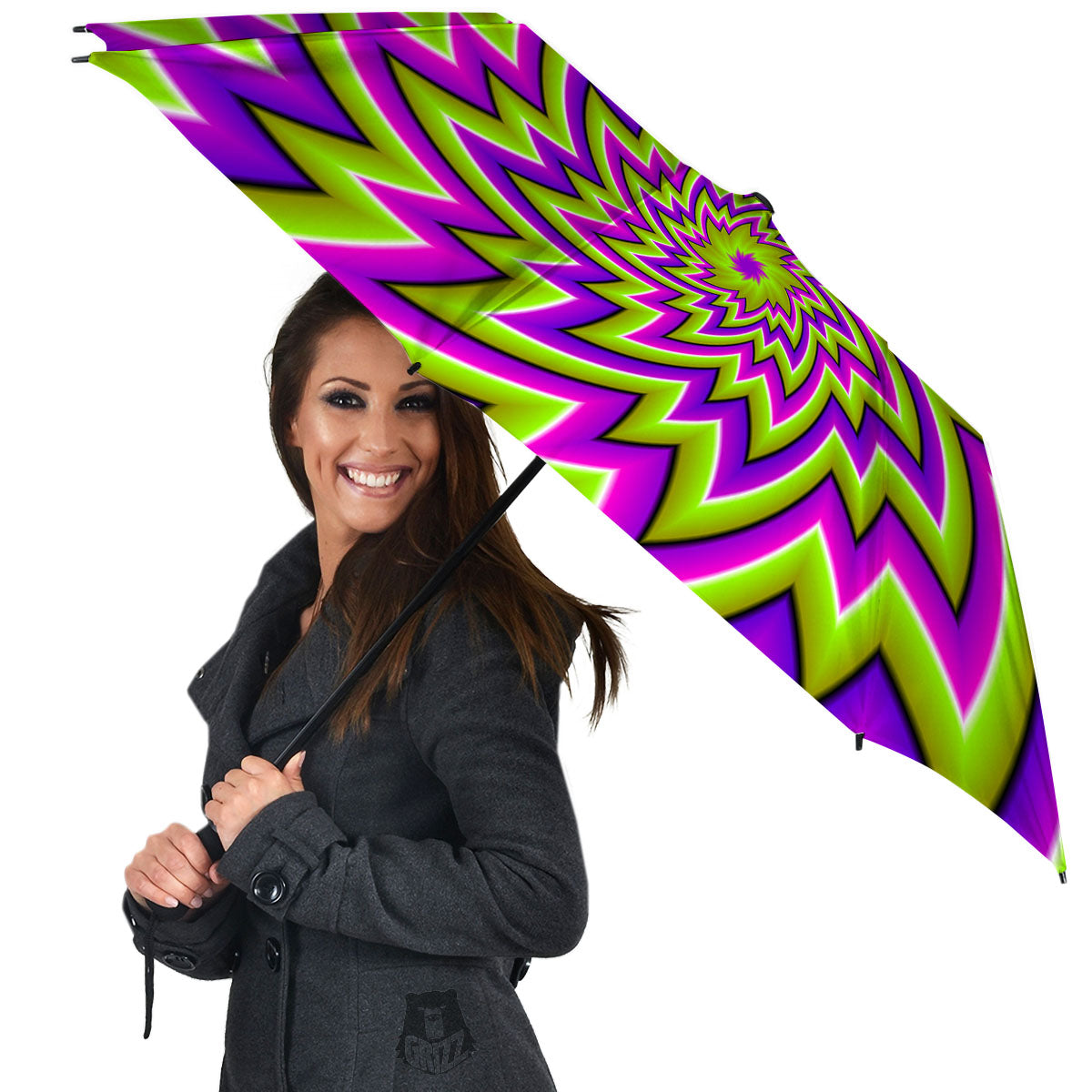 Moving Optical Illusion Green Big Bang Umbrella-grizzshop