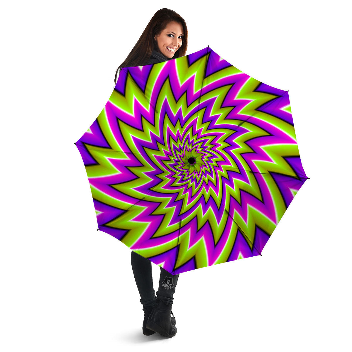 Moving Optical Illusion Green Big Bang Umbrella-grizzshop