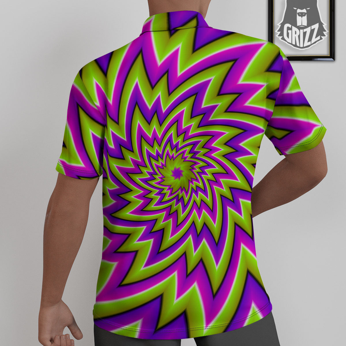Moving Optical Illusion Green Big Bang Untucked Shirts-grizzshop