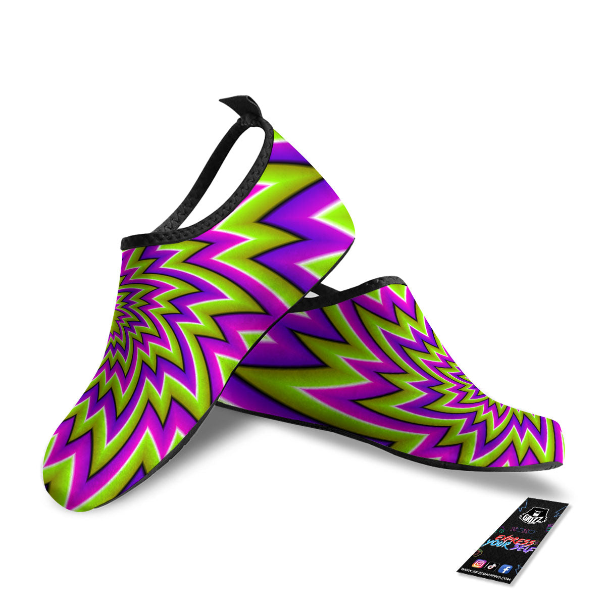 Moving Optical Illusion Green Big Bang Water Shoes-grizzshop