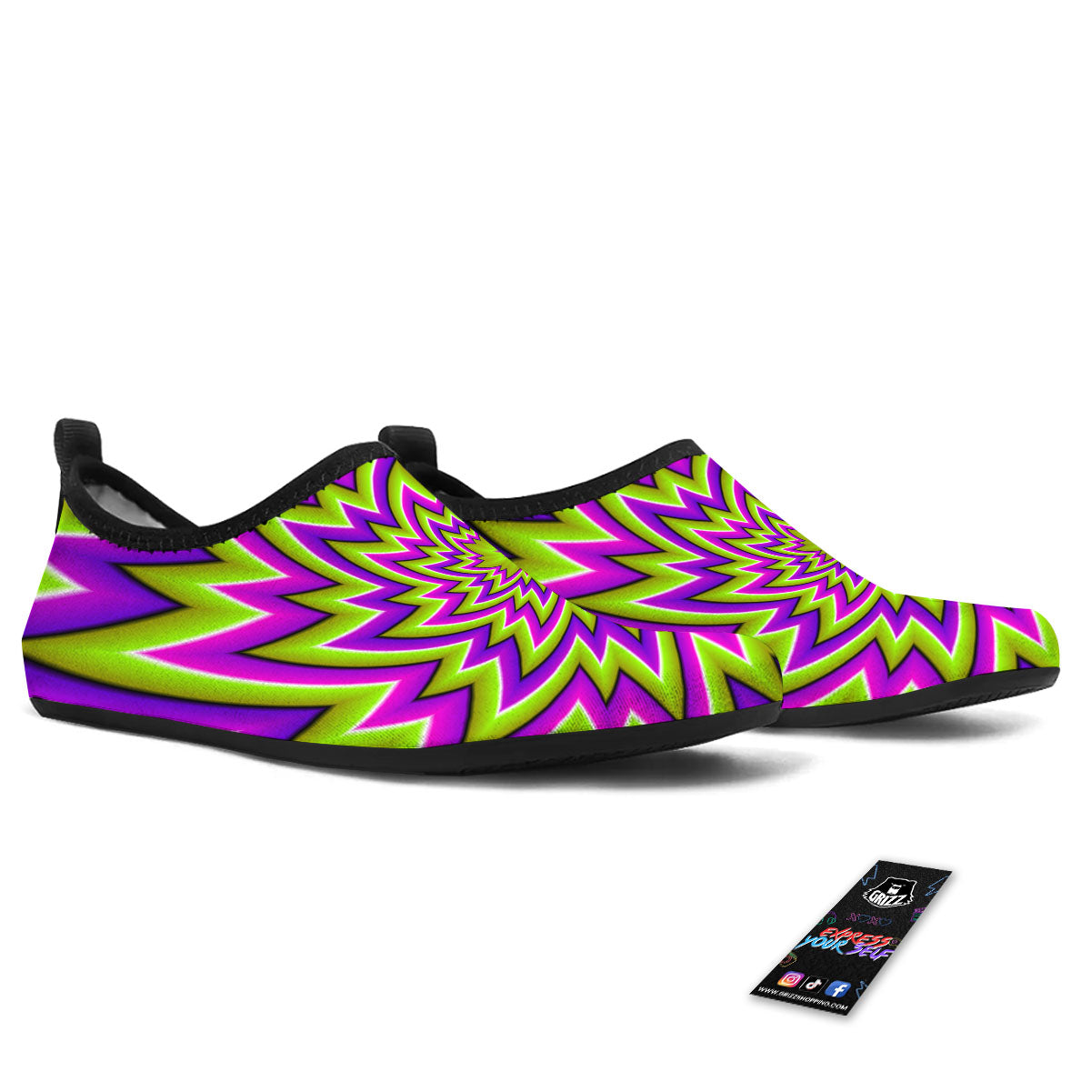 Moving Optical Illusion Green Big Bang Water Shoes-grizzshop