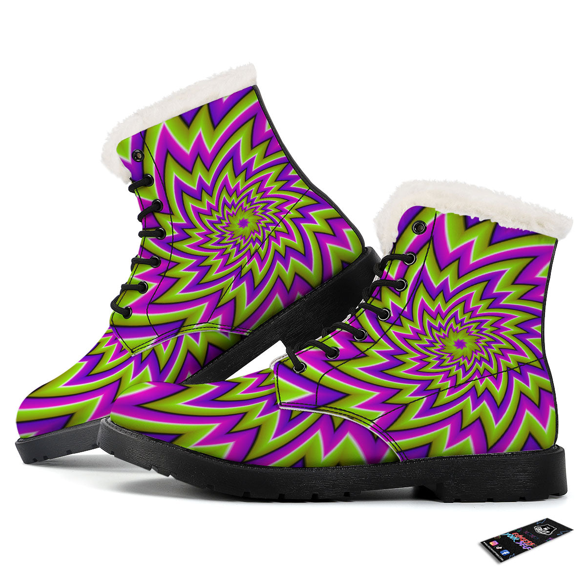 Moving Optical Illusion Green Big Bang Winter Boots-grizzshop