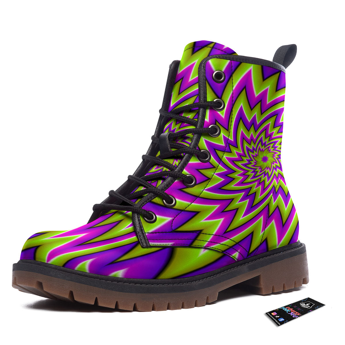 Moving Optical Illusion Green Big Bang Work Boots-grizzshop
