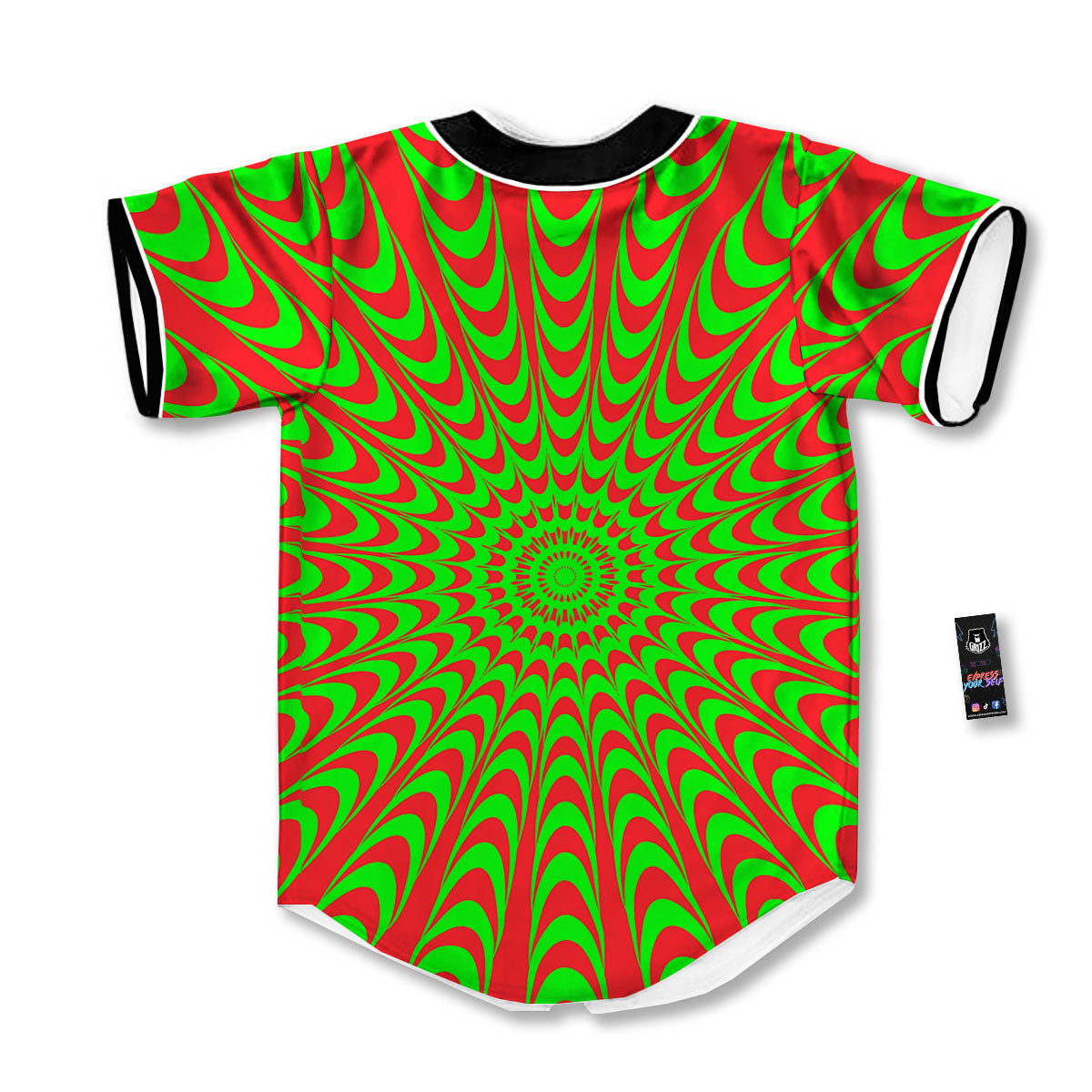 Moving Optical Illusion Green Red Wave Baseball Jersey-grizzshop