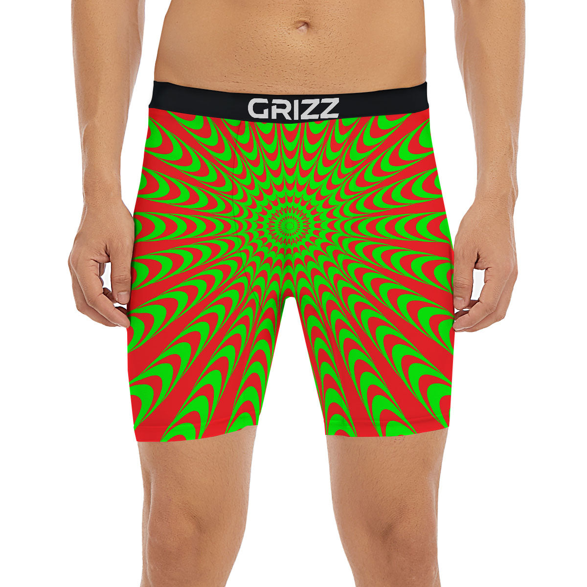 Moving Optical Illusion Green Red Wave Boxer Briefs-grizzshop