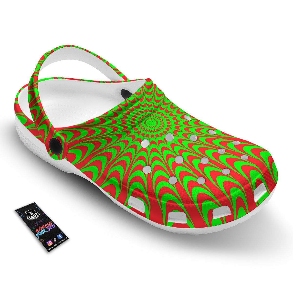 Moving Optical Illusion Green Red Wave Clog-grizzshop